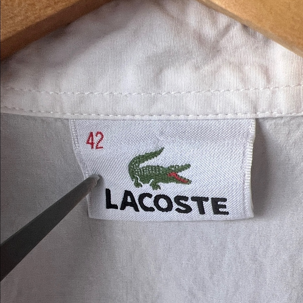 Lacoste Boy’s Crisp White Button-Down Shirt Size 42 or XL - Picture 2 of 10